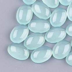 Pale Turquoise Translucent Resin Cabochons, Oval, Pale Turquoise, 9.5~10x8x4mm
