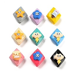 Mixed Color Baking Paint Acrylic and Resin Beads, Rombus, Mixed Color, 22x19x18mm, Hole: 3.3mm