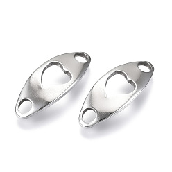 Нержавеющая Сталь Цвет Устойчивы к потускнению 201 соединители из нержавеющей стали, штамповка пустой метки, Лошадь глаз с сердцем, цвет нержавеющей стали, 20x8x3 мм, отверстие : 2 мм