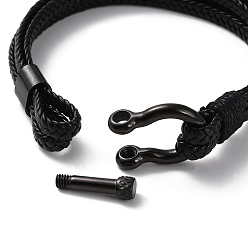 Noir Bracelet en cuir tressé, avec 304 fermoirs en acier inoxydable pour hommes femmes, noir, 8-1/2 pouce (21.5 cm)