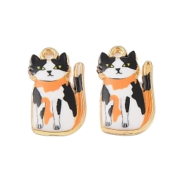 Черный Стойки подвески обшивки сплава, с эмалью, золотые, кошачье очарование, чёрные, 20x11.5x2.5 мм, отверстие : 1.5 мм