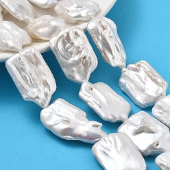 Белый Дым Натуральный жемчуг в стиле барокко кеши, культивированный пресноводный жемчуг, прямоугольные, класс 4а+, серый, 26~36x19~20x6~10 мм, отверстие : 1 мм, около 12~13 шт / нитка, 15.35''~15.75'' (39~40 см)