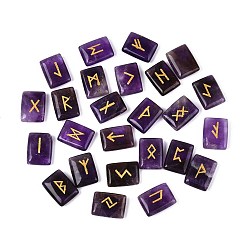 Аметист 25 шт. прямоугольные натуральные аметистовые рунические камни с гравировкой алфавита старшего футарка, 19.5~20x15x5.5~6 мм