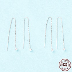 Silver 925 Sterling Silver Ear Thread, Ball Drop Long Chain Tassel Dangle Stud Earrings for Women, Silver, 80mm, Pin: 0.7mm
