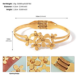 Золотой Цветок 304 браслеты-манжеты из нержавеющей стали, шарнирные браслеты для женщин, золотые, 7/8 дюйм (2.3 см), внутренний диаметр: 2-1/2 дюйм (6.2 см)