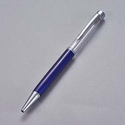 Dark Blue Creative Empty Tube Ballpoint Pens, with Black Ink Pen Refill Inside, for DIY Glitter Epoxy Resin Crystal Ballpoint Pen Herbarium Pen Making, Silver, Dark Blue, 140x10mm