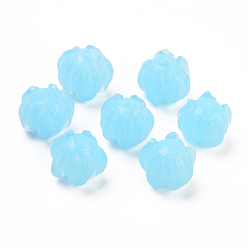 Light Sky Blue Handmade Bumpy Lampwork Beads, Flower, Light Sky Blue, 10~11x11~13x11~13mm, Hole: 1.2mm
