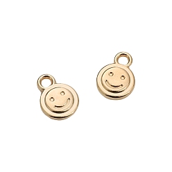 Золотой 20шт ccb пластиковые подвески, плоские круглые с улыбающееся лицо, золотые, 12x9x2 мм, отверстие : 1.5 мм