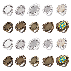 (52) Непрозрачная лаванда 32 шт 8 стиль винтаж регулируемые железные компоненты перстня в виде цветка с оправой из сплава кабошона, разноцветные, лоток : 14~20 мм, размер США 6 1/2 (16.9 мм), 4 шт / стиль