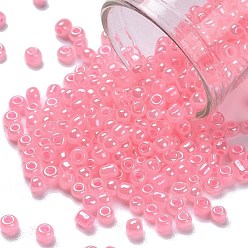 Pink Бисер из стекла , Цейлон, круглые, розовые, 8/0, 3 мм, отверстие : 1 мм, Около 10000 шт / фунт