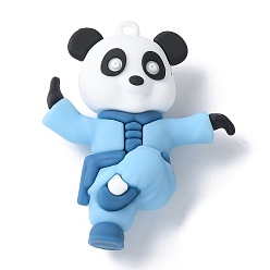 Небесно-голубой Пластиковые большие подвески из пвх, Конгфунг панда, голубой, 54.5x45x18.5 мм, отверстие : 2 мм