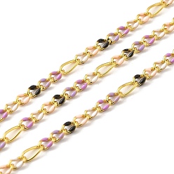 Разноцветный Латунь Figaro цепи, пайки, с эмалью, стойки покрытие, долговечный, без свинца и без кадмия, с катушкой, реальный 18 k позолоченный, красочный, ссылка: 4.5x3x1мм и 6x2.5x1мм