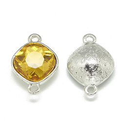 Золотистый Соединители звеньев сплава стекла, граненые, ромб, платина, золотые, 22x15x7 мм, отверстие : 2 мм