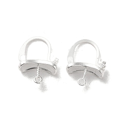 925 Sterling Silver Plated Brass Hoop Earring Findings, Cadmium Free & Lead Free, 925 Sterling Silver Plated, 18x13x2mm, Hole: 1.2mm, Pin: 0.8mm