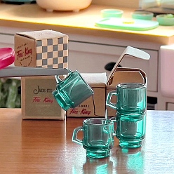 Темный Голубой Чашка из пвх мини модель, аксессуары для кукольного домика с микро-ландшафтом, притворяясь опорными украшениями, темные голубые, 13~15x14.5 мм, 4 шт / комплект