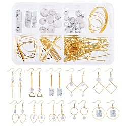 Golden DIY Earring Making Kits, Including Mixed Shapes Synthetical Turquoise, 
Alloy Links & Pendants, Brass Linking Rings & Cable Chains & Earring Hooks, Iron Pins, Golden & Light Gold