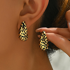 Черный Винтажный римский стиль 201 серьги-капли из нержавеющей стали с эмалью для женщин, золотые, чёрные, 27x12.6 мм