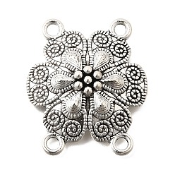 Цветок Тибетский стиль сплава многожильных ссылки, античное серебро, цветок, 33x28x6 мм, отверстие : 3 мм