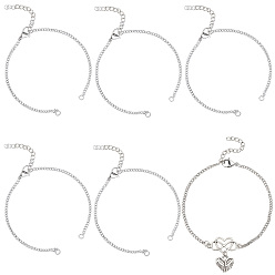 Платина 18шт 304 изготовление браслетов из нержавеющей стали, с кольцами для прыжков и застежками в виде когтей лобстера, платина, 6-3/4 дюйм (17 см)