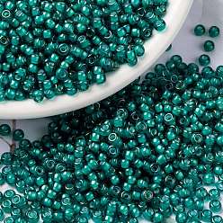 (RR3765) White Lined Emerald Миюки круглые бусины рокайль, японский бисер, (rr 3765) изумруд с белой линией, 8/0, 3 мм, отверстие : 1 мм, Около 2111~2277 шт / 50 г