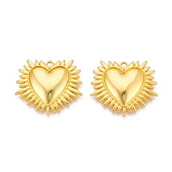 Золотой Подвеска из сплава со стразами, сердце, золотые, 29x33x4 мм, отверстие : 2 мм