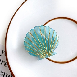 Темно-бирюзовый Заколки для волос с когтями из ацетата целлюлозы (смола), аксессуары для волос для девочек женщин, формы раковины, темные бирюзовый, 41x34 мм