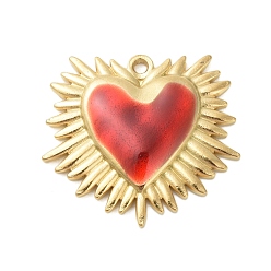 Золотой 304 нержавеющей стальной эмали подвески, шарма сердца, золотые, 22.5x24.5x3.5 мм, отверстие : 1.6 мм
