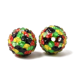 Разноцветный Непрозрачные акриловые и смоляные бусины со стразами, круглые, красочный, 20x18~18.5 мм, отверстие : 2.5 мм