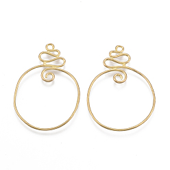 Без Покрытия Латунные подвески, без никеля , кольцо, сырой (без покрытия), 39.5x27x1 мм, отверстие : 2 мм