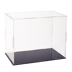 White Transparent Plastic Minifigure Display Cases, Dustproof Action Figure Display Box, with Black Base, for Models, Building Blocks, Doll Display Holders, White, 26x16x20.5cm