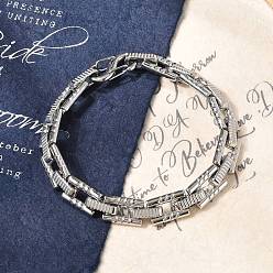 Нержавеющая Сталь Цвет 304 браслеты-цепочки с прямоугольными звеньями из нержавеющей стали для женщин и мужчин, цвет нержавеющей стали, 8-5/8 дюйм (22 см)