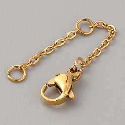 Золотой 304 удлинитель цепи из нержавеющей стали, концевые цепочки с застежками-карабинами, золотые, 52 мм