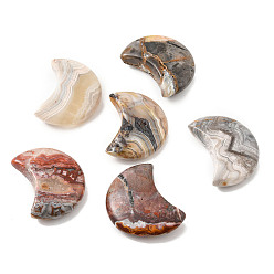 Crazy Agate Natural Mexican Lace Agate Beads, for Wire Wrapped Pendants Making, No Hole/Undrilled, Moon, 30~30.5x23.5~24x8.5mm