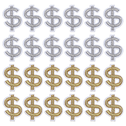 (52) Непрозрачная лаванда 24 шт. 2 цвета полиэстер вышивка пришиваем на ткань заплатки, швейные украшения, знак доллара, разноцветные, 27x18x1.5 мм, 12 шт / цвет