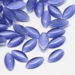 Medium Slate Blue Cat Eye Cabochons, Horse Eye, Medium Slate Blue, 20x10x3mm