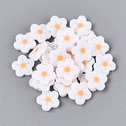 Белый Цветочные кабошоны из полимерной глины ручной работы, ногтей декоративные аксессуары, белые, 4.5~7x4.5~7x0.5~1 мм, Около 50000 шт / 1000 г