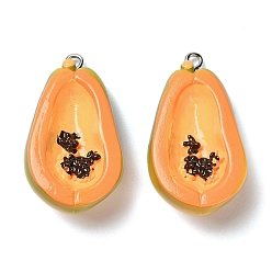 Other Fruits 3d подвески из непрозрачной смолы с фруктовой тематикой, с платиновыми тоновыми железными петлями, папайя, 35~36.5x20.5~21x12.5~13.5 мм, отверстие : 2 мм