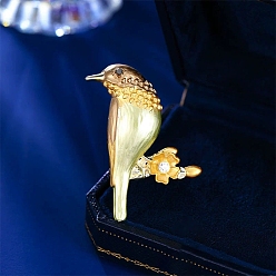 Золотистый Сорока с цветочными эмалевыми булавками, Броши из сплава со стразами для рюкзака, золотые, 45x32 мм