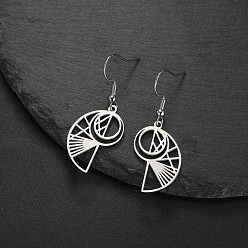 Нержавеющая Сталь Цвет 304 из нержавеющей стали болтаться серьги, полая раковина, цвет нержавеющей стали, 24x17 мм