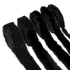 Noir 5pcs 5 rubans de cheveux de lapin imitation style, accessoires de vêtements, noir, 10~68mm