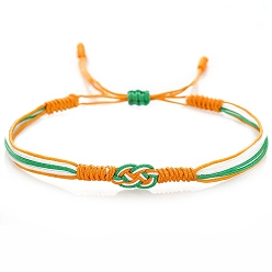 Темно-Оранжевый Регулируемые браслеты из полиэстера с китайским плетением из бисера для женщин и мужчин, темно-оранжевый, 6-1/4~10-1/4 дюйм (16~26 см)