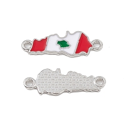 Platinum Alloy Enamel Connector Charms, Red & White, Platinum, 8.5x24x1.5mm, Hole: 1.6mm