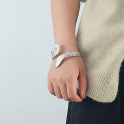 Платина Браслеты-манжеты из сплава змеи для женщин, платина, 2-1/8 дюйм (5.4 см), внутренний диаметр: 2-3/8 дюйм (6 см)