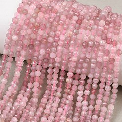Розовый Кварц Природного розового кварца нитей бисера, граненые, круглые, 3 мм, отверстие : 0.6 мм, около 114~117 шт / нитка, 14.80''~15.24'' (37.6~38.7 см)