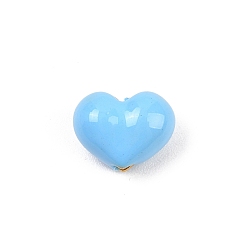 Светло-Голубой Латунь эмаль бисера, сердце, Небесно-голубой, 7.5x9.5x5.5 мм, отверстие : 1.2~1.6 мм