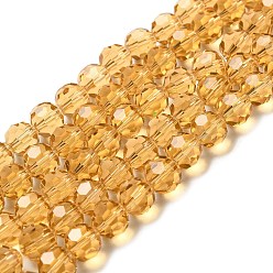 Сэнди Коричневый Прозрачные стеклянные бусины, граненый (32 граней), круглые, песчаный коричневый, 10 мм, отверстие : 1.8 мм, около 66~68 шт / нитка, 24.02~24.13 дюйм (61~61.3 см)