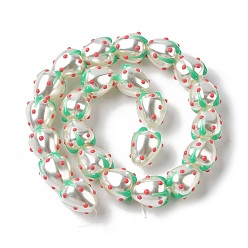 Pink Запекаемые стеклянные бусины, окрашенные в массе, клубника, с эмалью, розовые, 13x12 мм, отверстие : 1.6 мм