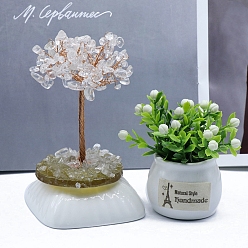 Хрусталь Украшение дисплея скульптуры из натурального кварца, для домашнего офисного стола, дерево, 40~80x90~120 мм