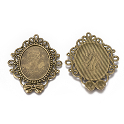 Античная Бронза Сеттинги для кулона (кабошонов), тибетский стиль, со стразами , античная бронза, свинца и кадмия, овальный поднос: 32x24 мм, 57x46x2.5 мм, отверстие : 3.5 мм, около 80 шт / кг