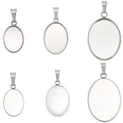 Нержавеющая Сталь Цвет 60шт 3 стили 304 настройки подвески из нержавеющей стали кабошон, овальные, цвет нержавеющей стали, лоток : 10.5~18.5x14.5~25.5 мм, 18~30.5x11~19.5x1.5 мм, отверстие : 2.5~3.5x6.5 мм, 20 шт / стиль